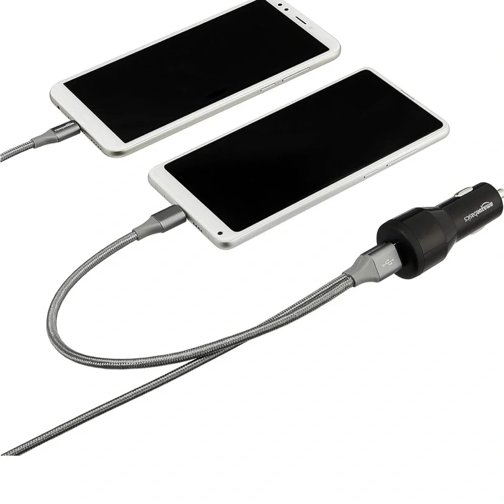 Amazon Basics USB C‎ 18W with Power Delivery and 12W USB A Car Charger, Black
